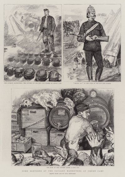 Some Sketches at the Cavalry Manoeuvres at Churn Camp by Charles Paul Renouard